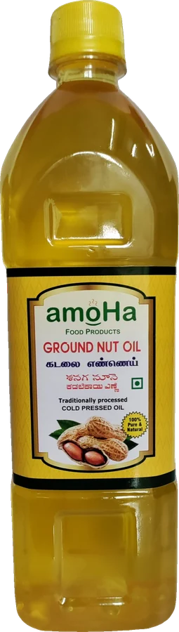 Amoha cold pressed groundnut oil bottle